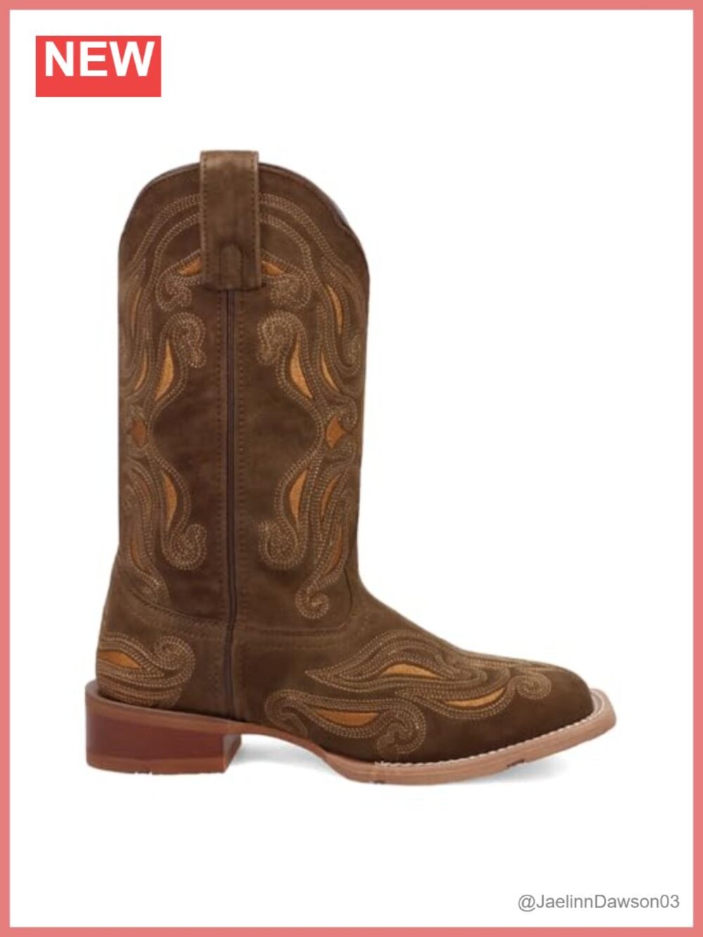 Womens leather western boots square toe pull on